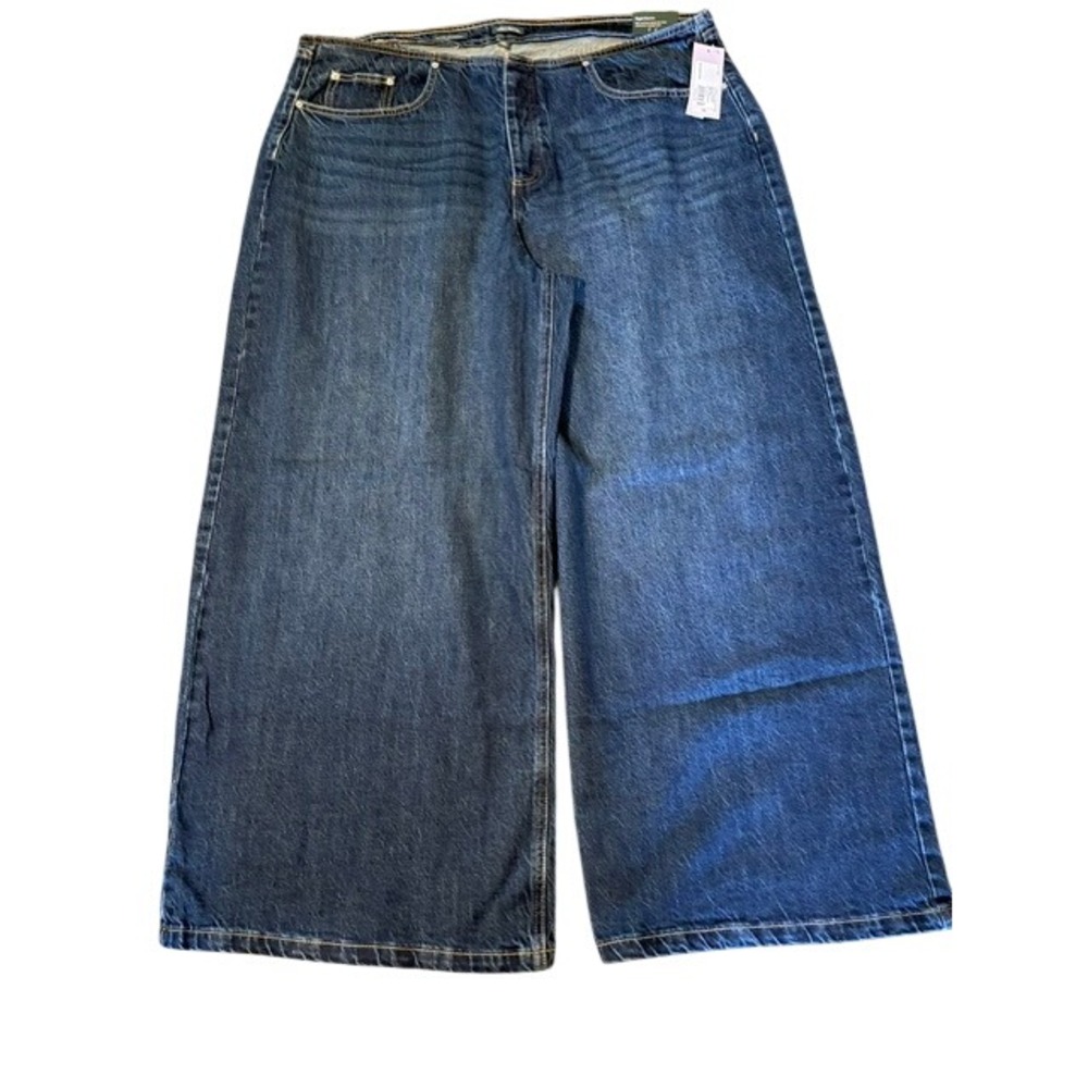 Wild Fable Womens Mid-Rise Ultra Wide Leg Rigid Dark Wash Denim Jeans 18/31 NEW